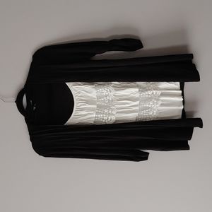 Small Black Cardigan with Built in white lace tank top